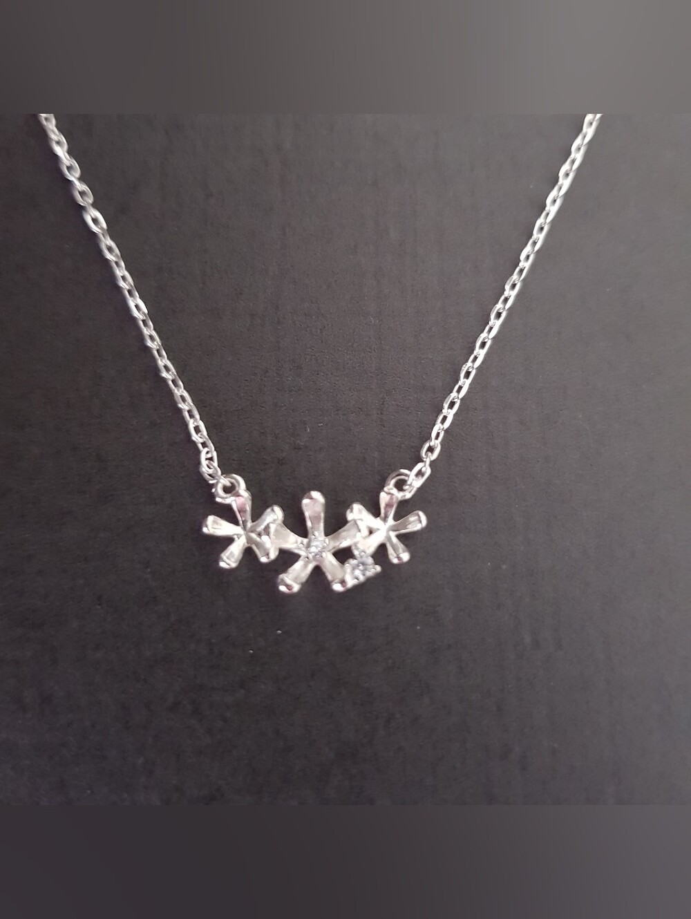 Sterling Silver Floral Cluster Necklace